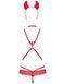 (SALE) Еротичний костюм чортика зі стреп Obsessive Evilia teddy red L/XL, боді, чокер, накладки на соски, о SO7707 фото 4