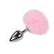 Металева анальна пробка Кролячий хвостик Alive Fluffy Plug L Pink (м'ята упаковка!!!) SO6319-R фото 1