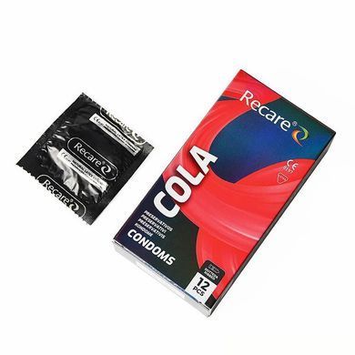 Презервативи Holographic Recare Cola Dotted&Ribbed Condoms 12шт, з пухирцями і ребрами, аромат: Кола SX3335 фото