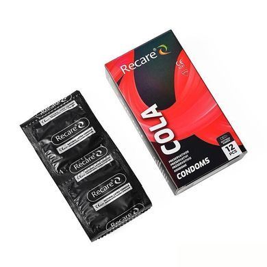 Презервативи Holographic Recare Cola Dotted&Ribbed Condoms 12шт, з пухирцями і ребрами, аромат: Кола SX3335 фото