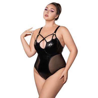 Боді під латекс з сітчастими вставками JSY &mdash; P61152 Plus Size Black SX1872 фото