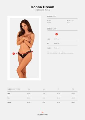 (SALE) Мереживні стрінги Obsessive Donna Dream crotchless thong XS/S Black, відкритий доступ SO8642 фото