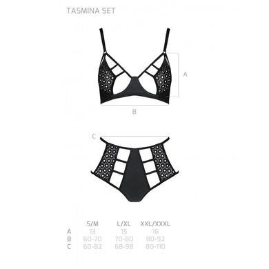 Розпродаж!!! Комплект з екошкіри Passion Tamaris Set black XXL/XXXL, бюстгальтер та трусики SO5798 фото