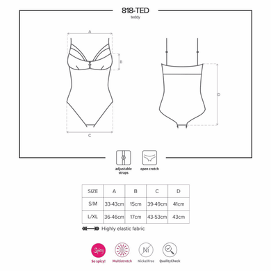 Мереживне боді з відкритим доступом Obsessive &mdash; 818-TED-1 Teddy Black SO9021 фото