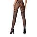 Сітчасті колготки з відкритим доступом Passion S015 One Size, Black, імітація панчіх і трусиків PSS015B фото 2