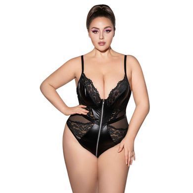 Боді з екошкіри з мереживом JSY &mdash; P61153 Plus Size Black SX1873 фото