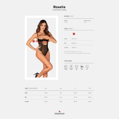 Боді з відкритим доступом Obsessive &mdash; Roxelia Crotchless Teddy Black SO9066 фото