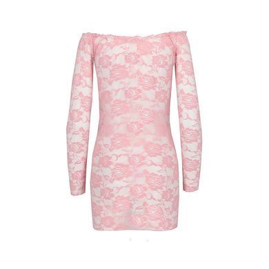 Прозора сорочка з довгим рукавом Passion YOLANDA CHEMISE XXL/XXXL, pink, трусики EL14309 фото