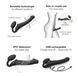 Безремінний страпон з вібрацією Strap-On-Me Vibrating Black L, діаметр 3,7см, пульт ДК, регульований SO3829 фото 3
