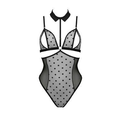 Сітчасте боді з чокером та шнурівкою Passion &mdash; Dominica Body Black SO8427 фото