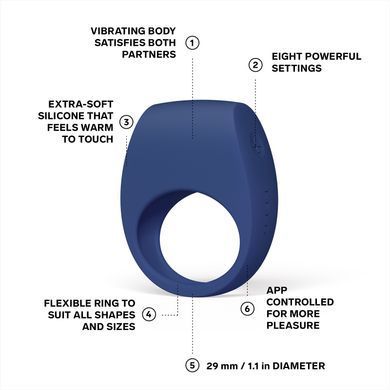 Ерекційне кільце з вібрацією LELO Tor 3 Base Blue SX0701 фото