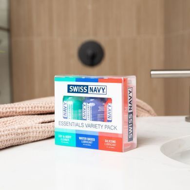 Набір змазок Swiss Navy &mdash; Essentials Variety Pack (3x30 мл) Водна та силіконова змазки + очищувач SX1362 фото