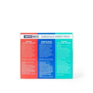 Набір змазок Swiss Navy &mdash; Essentials Variety Pack (3x30 мл) Водна та силіконова змазки + очищувач SX1362 фото